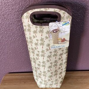 Palm Tree Single Bottle Tote - Brown and Cream